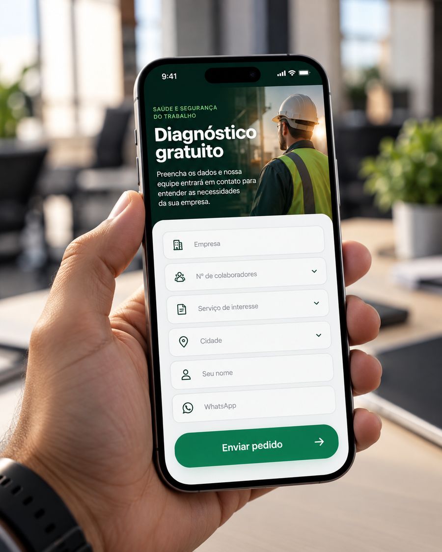 Formulário de diagnóstico gratuito no celular